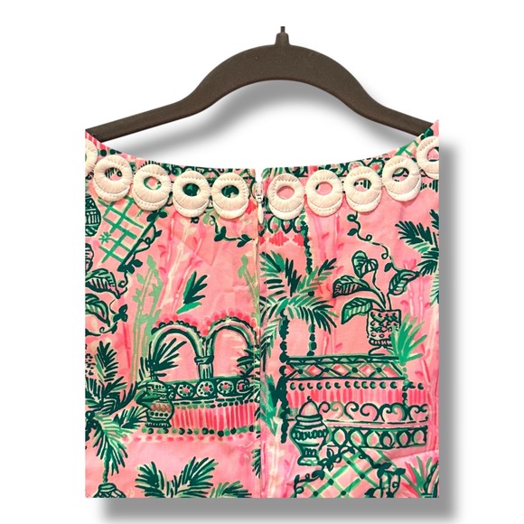 Lilly Pulitzer Classic Gulianna Pink Palm Print Shift Dress Lace Preppy Resort 8 - Picture 10 of 10